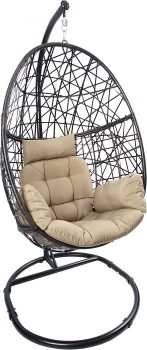 2. LUCKYBERRY Egg Chair Outdoor Indoor Wicker Tear Drop Hanging Chair with Stand