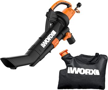 2. WORX WG509 12 Amp TRIVAC 3-in-1 Electric Leaf Blower with All Metal Mulching System