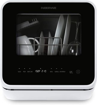 3. Farberware FDW05ASBWHA Complete Portable Countertop Dishwasher with 5-Liter Built-in Water Tank