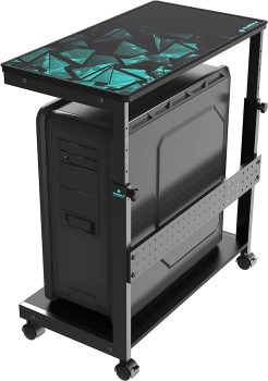 3. EUREKA ERGONOMIC Height Adjustable Computer Tower Stand, 2-Tier ATX-Case CPU Holder Cart