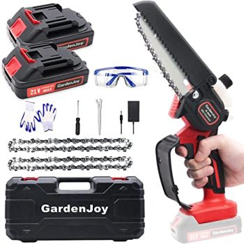 3. Mini Chainsaw 6-Inch Battery Powered - GardenJoy Portable Cordless Electric Handheld Chainsaw