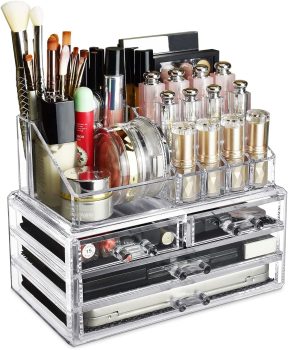 5. Ikee Design Acrylic Jewelry & Cosmetic Storage Display Boxes