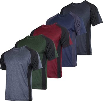 5. 5 Pack: Men’s Dry-Fit Moisture Wicking Active Athletic Performance Crew T-Shirt