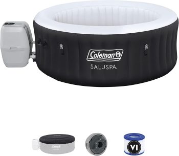 5. Coleman SaluSpa 2 to 4 Person Inflatable Round Outdoor Hot Tub Spa with 60 Soothing AirJets, Filter Cartridges