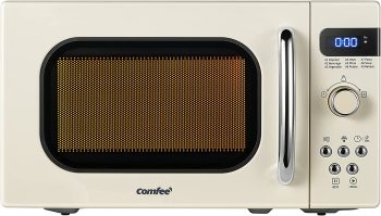 8. COMFEE' Retro Small Microwave Oven With Compact Size, 9 Preset Menus
