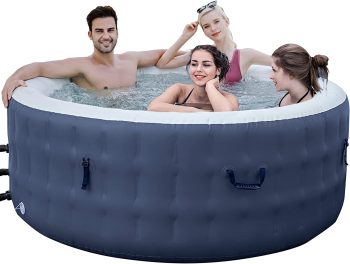 8. WEJOY Inflatable Hot Tub 76 x 76 x 27 in Air Jet Spa 5 Person Outdoor Round Heated Hot Tub Spa with 120 Bubble Jets