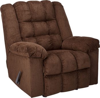 9. Signature Design by Ashley Ludden Ultra Plush Manual Rocker Recliner with Tufted Back, Dark Brown