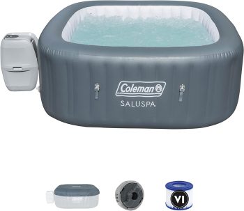 9. Coleman 15442-BW SaluSpa 4 Person Portable Inflatable Outdoor Square Hot Tub Spa with 114 Air Jets