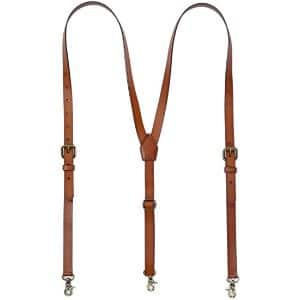 7. Leather Suspenders For Men, Personalized Brown Genuine Leather
