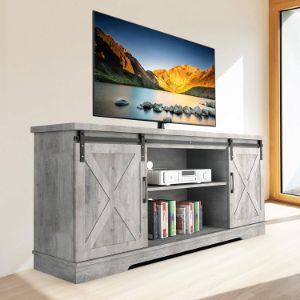 8. IDEALHOUSE - TV stand with sliding barn door